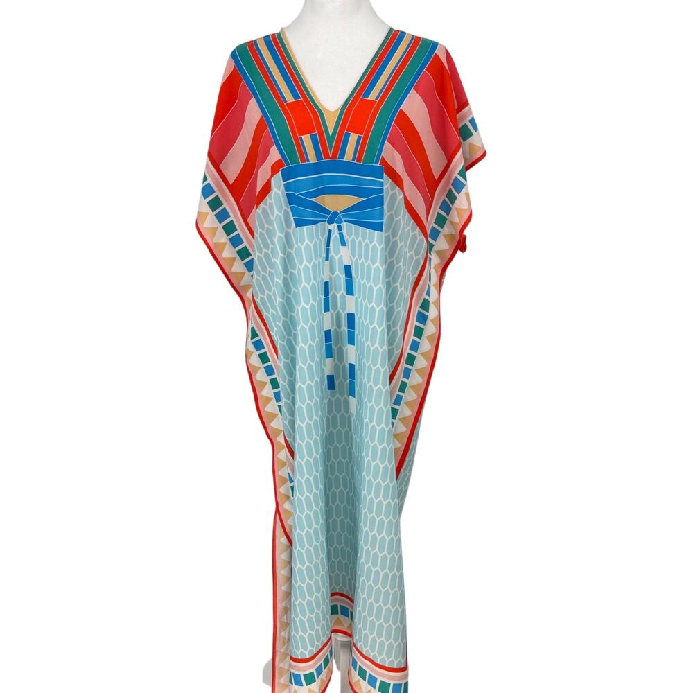 Blue Swim Coverup with Sporty Lace-Up Design